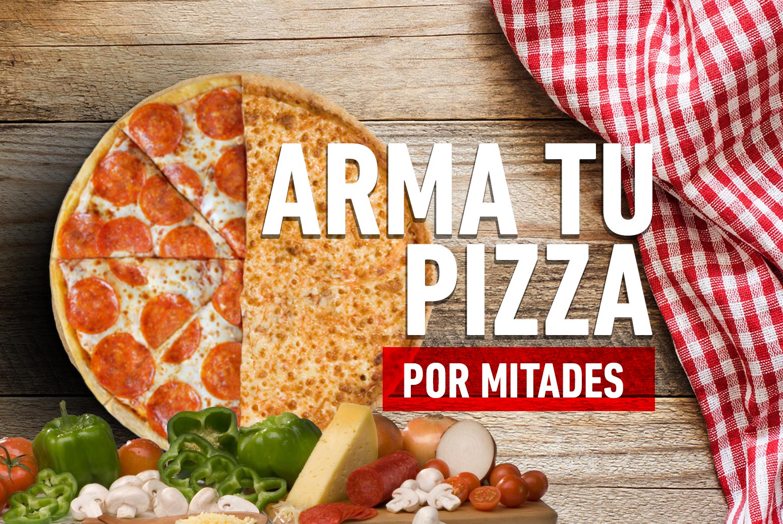 Arma una pizza por mitades